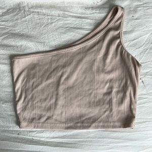 Shein One Shoulder Crop Tan